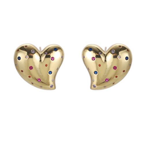 Boucles d'oreilles en laiton zircon cubique pavent, Placage de couleur d'or, styles différents pour le choix & pavé de micro zircon & pour femme, plus de couleurs à choisir, protéger l'environnement, sans nickel, plomb et cadmium, Vendu par paire