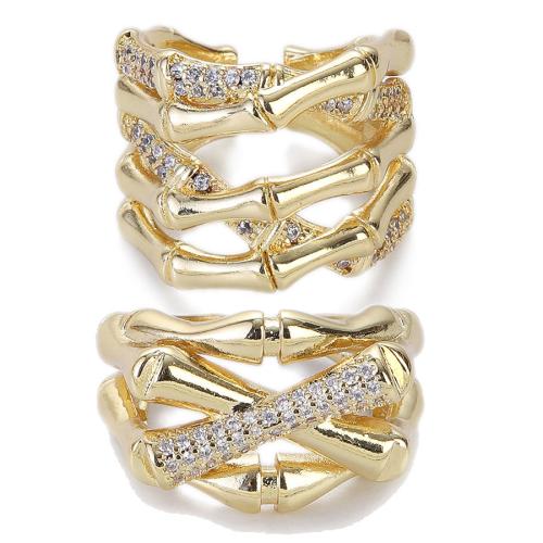 Cubic Zirconia Micro Pave Brass Ring gold color plated & micro pave cubic zirconia & for woman nickel lead & cadmium free inner ~20mm Sold By PC