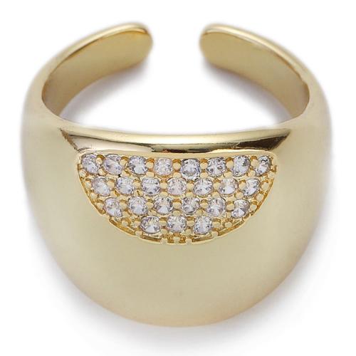 Cúbicos Circonia Micro Pave anillo de latón, metal, chapado en color dorado, micro arcilla de zirconia cúbica & para mujer, libre de níquel, plomo & cadmio, inner diameter:17~20mm, Vendido por UD