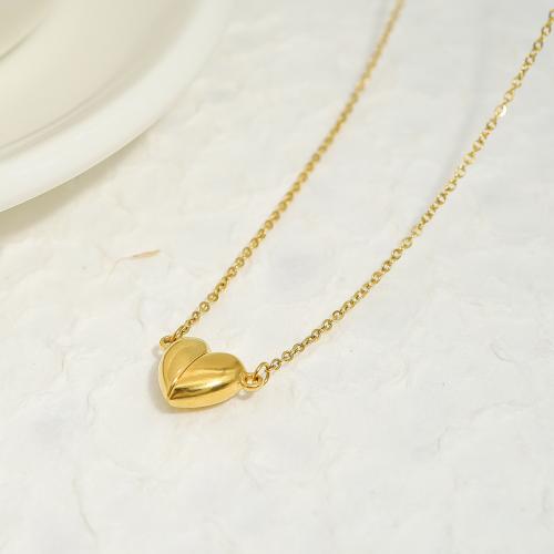 Titanium Steel Necklace, with 5cm extender chain, gold color plated, fashion jewelry, golden, Length:42 cm, Sold By PC