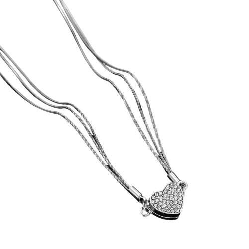 Collier de bijoux en alliage de zinc, avec laiton, multicouche & pour femme & avec strass, Longueur:47.4 cm, Vendu par PC