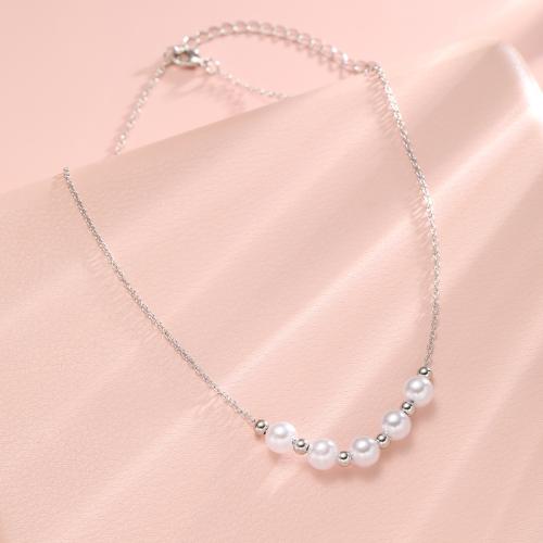 Zinc Alloy Jewelry Necklace with Plastic Pearl fashion jewelry & for woman original color Length Approx 41-50 cm Sold By PC