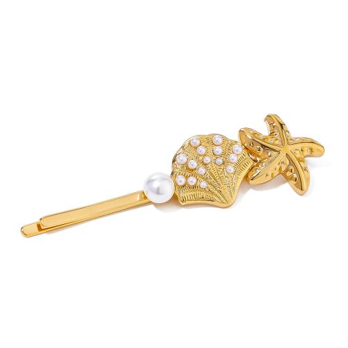 Hair Slide 304 Stainless Steel with Plastic Pearl fashion jewelry & for woman gold Sold By PC