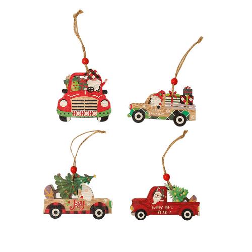 Christmas Decoration Wood with Cotton Cord printing Christmas Design Sold By PC