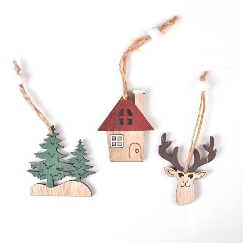 Christmas Decoration, Wood, printing, Christmas Design & carved & different styles for choice, 3PCs/Bag, Sold By Bag