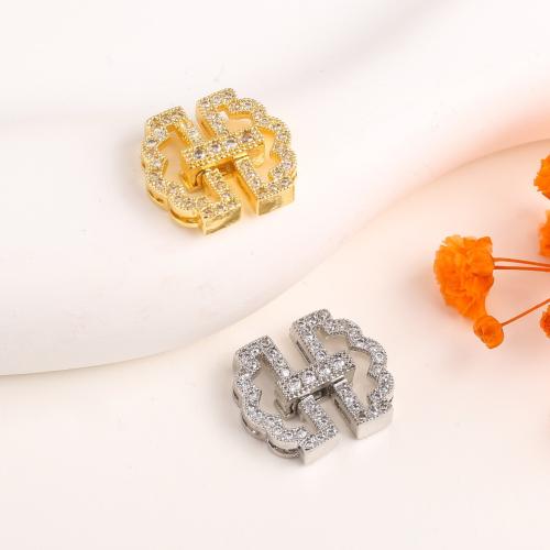 Brass Fold Over Clasp, plated, DIY & micro pave cubic zirconia, more colors for choice, 16.40x13.90mm, Sold By PC