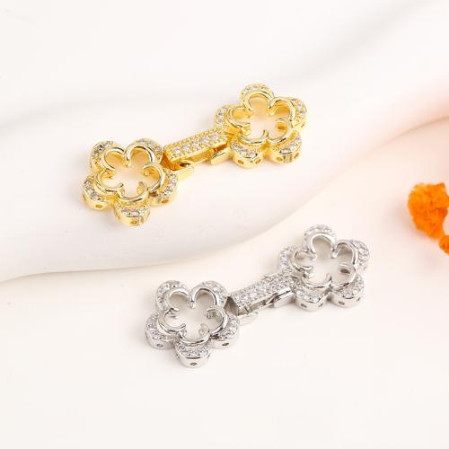 Brass Fold Over Clasp, plated, DIY & micro pave cubic zirconia, more colors for choice, 37.70x13.80mm, Sold By PC