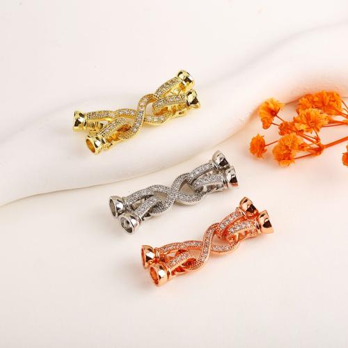 Brass Jewelry Clasps, plated, DIY & micro pave cubic zirconia, more colors for choice, 40x10.20mm, Sold By PC