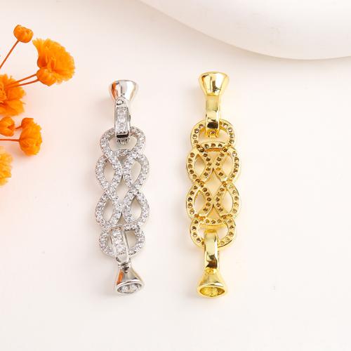 Brass Jewelry Clasps, plated, DIY & micro pave cubic zirconia, more colors for choice, 43.20x9.80mm, Sold By PC