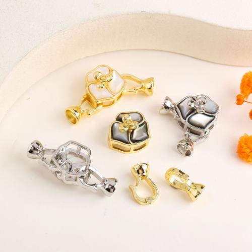 Brass Jewelry Clasps, with Black Shell & White Shell, plated, DIY, more colors for choice, 30x12.85mm, Sold By PC