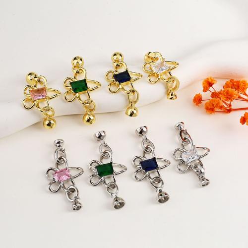 Brass Jewelry Clasps, plated, DIY & micro pave cubic zirconia, more colors for choice, 40.60x19.45mm, Sold By PC