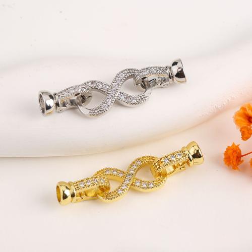 Brass Jewelry Clasps, plated, DIY & micro pave cubic zirconia, more colors for choice, 40.20x10.40mm, Sold By PC