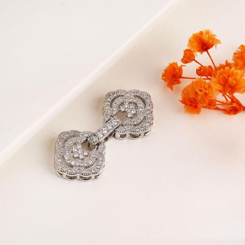 Brass Fold Over Clasp plated DIY & micro pave cubic zirconia platinum color Sold By PC