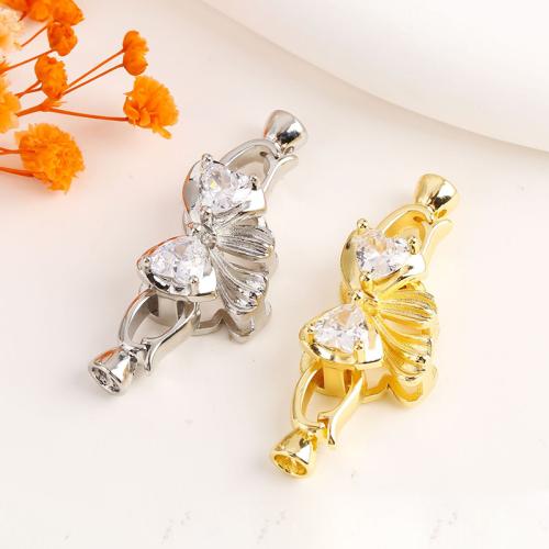 Brass Jewelry Clasps Bowknot plated DIY & micro pave cubic zirconia Sold By PC