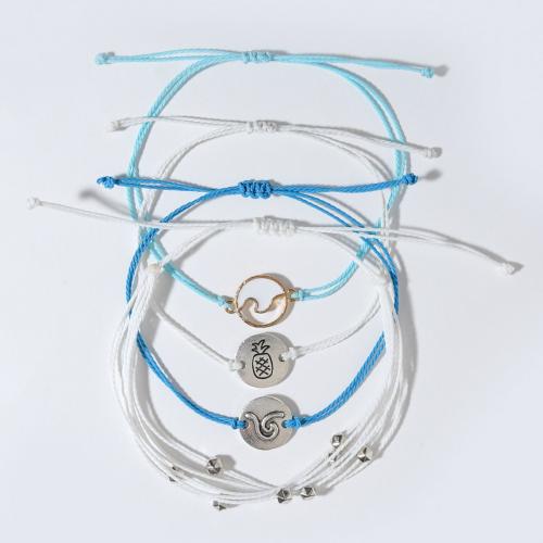 Zinc Alloy Bracelet with Wax Cord handmade 4 pieces & for woman & enamel mixed colors Length Approx 16-28 cm Sold By Set