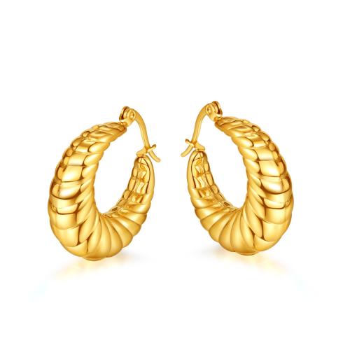 Boucle d'oreille Acier Titane, Placage, pour femme, doré, Vendu par paire