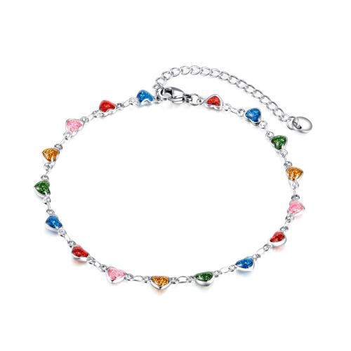 Fashion Jewelry Anklet, Titanium Steel, for woman & enamel, original color, Sold By PC