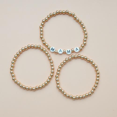 Acrylic Bracelets, with Elastic Thread & Copper Coated Plastic, three pieces & for woman, golden, Length:Approx 16-32 cm, Sold By Set