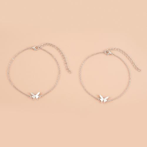 Zinc Alloy Bracelet plated 2 pieces & for woman silver color Sold By Set