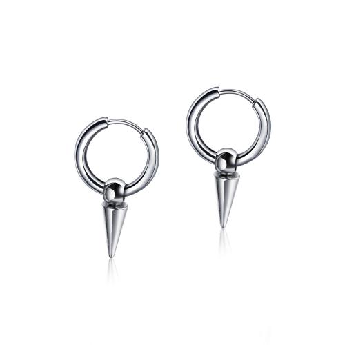 Huggie Hoop Drop Earring, 304 Stainless Steel, polished, for man, original color, Sold By Pair