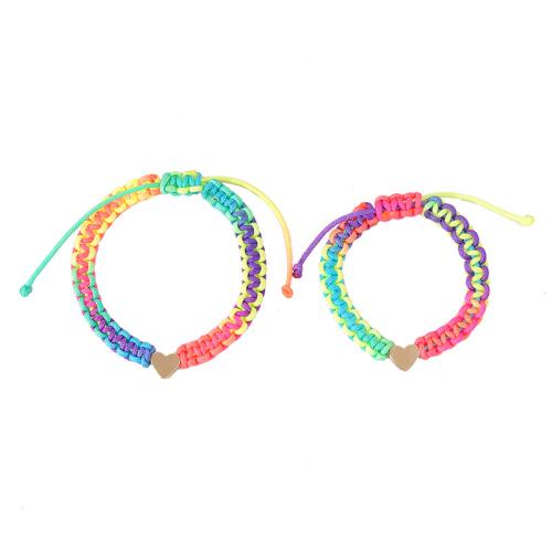 Brass Bracelet & Bangle, with Nylon Cord, plated, 2 pieces & Unisex, multi-colored, Sold By Set