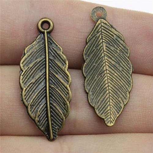 Tibetan Style Leaf Pendants, plated, DIY, more colors for choice, 31x12mm, Sold By PC