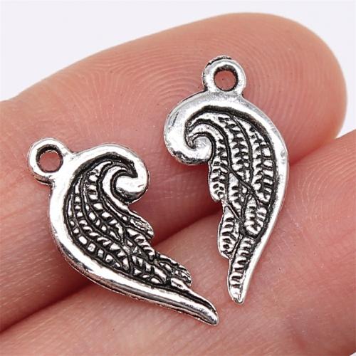 Wing Shaped Zinc Alloy Privjesci, Cink Alloy, starinski srebrne boje pozlaćen, možete DIY, 19x10mm, Prodano By PC