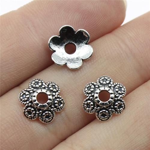 Tibetan Style Bead Cap, Flower, antique silver color plated, DIY, 10x10mm, Sold By PC