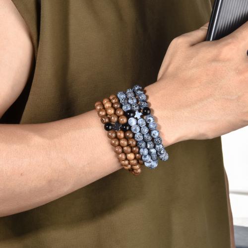 Bracelets en bois, Poulet Wingwood, avec agate effleurant, pour homme, plus de couleurs à choisir, Vendu par PC