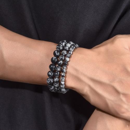 Gemstone Bracelets Snowflake Obsidian & Unisex Sold By PC