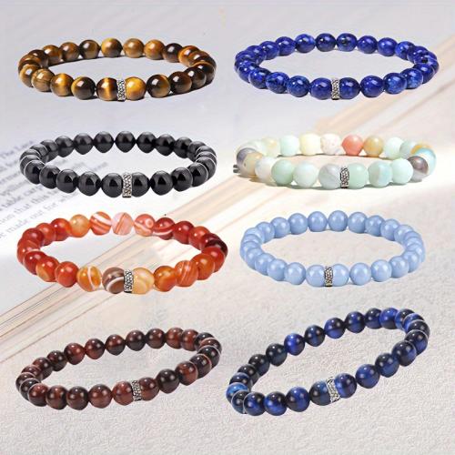 Gemstone Bracelets, with Natural Stone, different materials for choice & Unisex, more colors for choice, Length:19.5 cm, Sold By PC