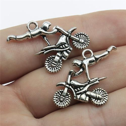 Vehicle Shaped Tibetan Style Pendants, Motorcycle, antique silver color plated, DIY, 25x25mm, Sold By PC