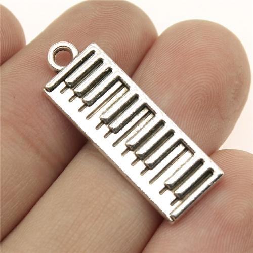 Instrument de musique en forme de pendentifs en alliage de Zinc, instruments de musique, Plaqué de couleur d'argent, DIY, 30x10mm, Vendu par PC