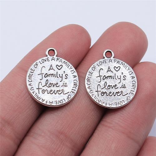 Tibetan Style Pendants, Round, antique silver color plated, DIY, 17x17mm, Sold By PC