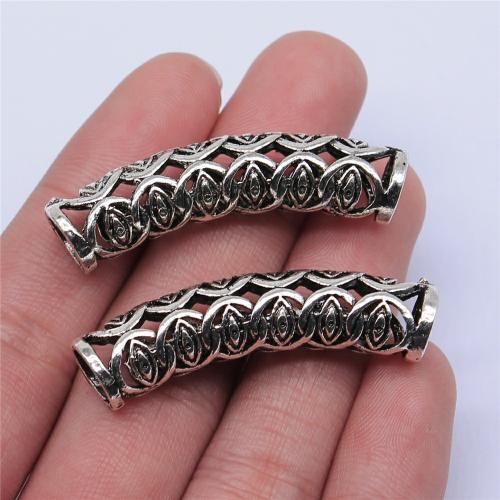 Perles tubes en alliage de zinc, Plaqué de couleur d'argent, DIY & creux, 46x14mm, Vendu par PC