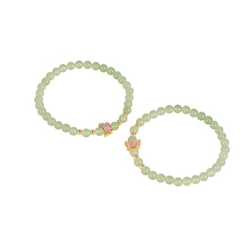 Hetian Jade bracelet, avec Argent sterling 925, papillon, Placage de couleur d'or, Vintage & pour femme, plus de couleurs à choisir, Longueur:Environ 6.5 pouce, Vendu par PC