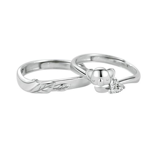 925 Sterling Silver Couple Ring, platinum plated, adjustable & different styles for choice & micro pave cubic zirconia & for couple, Sold By PC