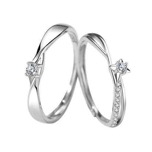 Argent sterling 925 Couple Anneau, réglable & styles différents pour le choix & pavé de micro zircon & pour le couple, Vendu par PC