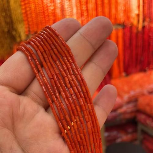 Natural Coral Beads, Column, DIY, red, 2x4mm, Sold Per Approx 38 cm Strand