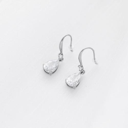 Titanium Steel  Earring fashion jewelry & micro pave cubic zirconia & for woman Sold By Pair