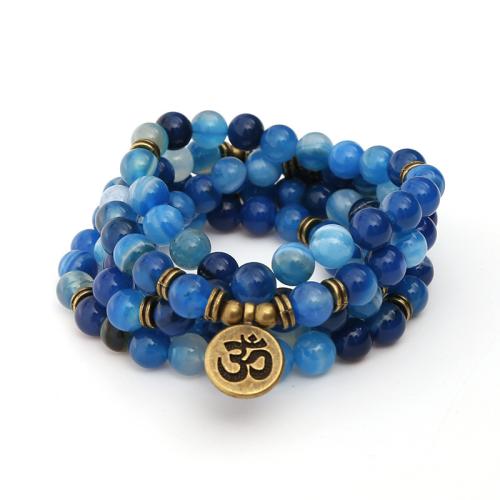 Agate Jewelry Bracelet with Zinc Alloy fashion jewelry & Unisex blue Sold Per Approx 36 Inch Strand