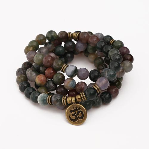 Agate Armband, Indian Agate, med Zink Alloy, mode smycken & Unisex, Såld Per Ca 36 inch Strand