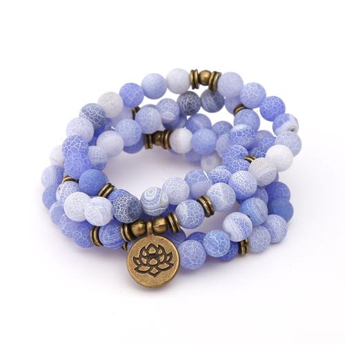 Joyería pulsera de ágata, Ágata envejecida, con aleación de zinc, unisexo, azul, Vendido para aproximado 36 Inch Sarta