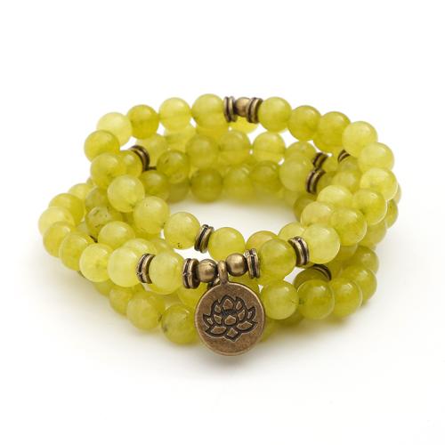 Gemstone Armbånd, Jade Lemon, med Zinc Alloy, mode smykker & Unisex, gul, Solgt Per Ca. 36 inch Strand