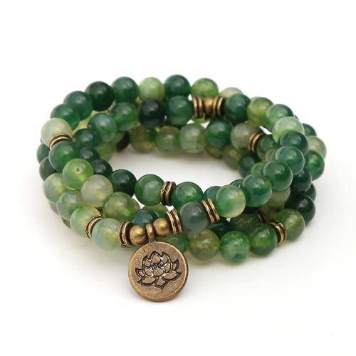 Agate Jewelry Bracelet, Dragon Veins Agate, with Tibetan Style, fashion jewelry & Unisex, green, Sold Per Approx 36 Inch Strand