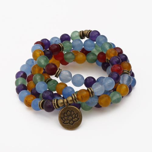 Gemstone Bracelets, Mashan Jade, with Tibetan Style, fashion jewelry & Unisex, multi-colored, Sold Per Approx 36 Inch Strand