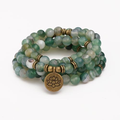 Agate Jewelry Bracelet, with Tibetan Style, fashion jewelry & Unisex, green, Sold Per Approx 36 Inch Strand