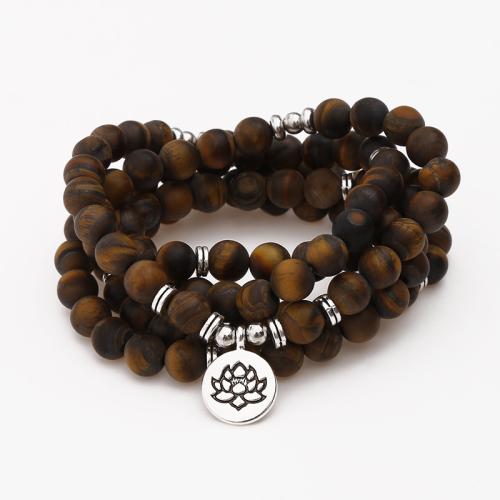 Naturlige Tiger Eye Armbånd, med Zinc Alloy, mode smykker & Unisex, Solgt Per Ca. 36 inch Strand