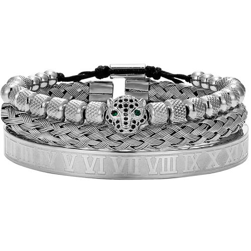 Titanium Steel Bracelet & Bangle fashion jewelry & micro pave cubic zirconia & for man Length Approx 19 cm Sold By PC