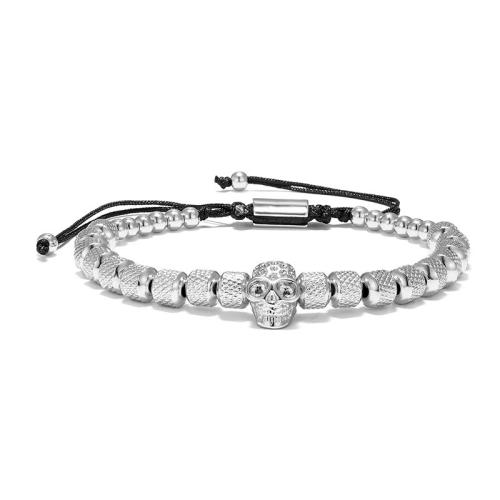 Titanium Steel Bracelet & Bangle Length Adjustable & fashion jewelry & micro pave cubic zirconia & for man Length Approx 19 cm Sold By PC